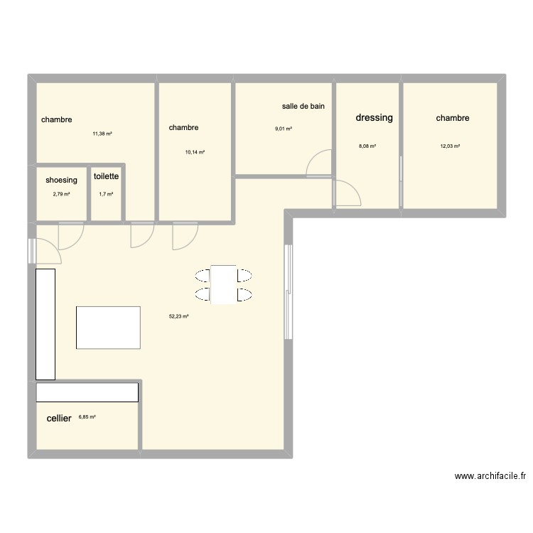plan 5. Plan de 9 pièces et 114 m2