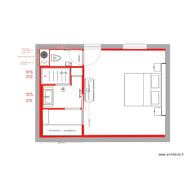 2024-09-16-SdB Dressing Ch Parentale. Plan de 0 pièce et 0 m2