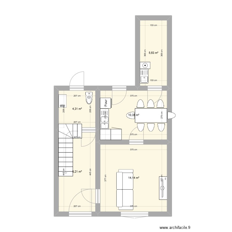 RDV CARMAUX. Plan de 5 pièces et 44 m2