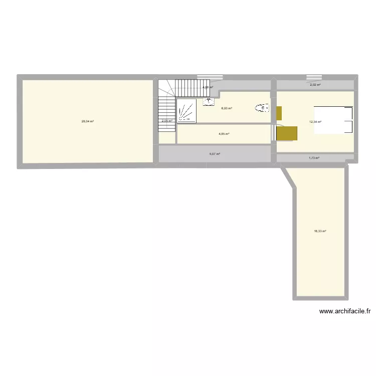 1 er &eacute;tage courte cav&eacute;e. Plan de 