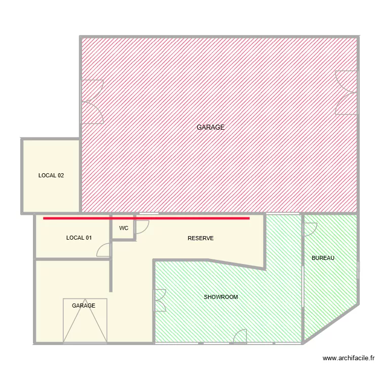 Garage vauve. Plan de 7  et 191 m²
