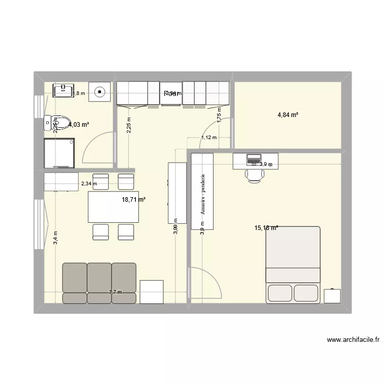 LEA_Namur. Plan de 4 et 43 m² LEA_Namur. Plan de 4 et 43 m²