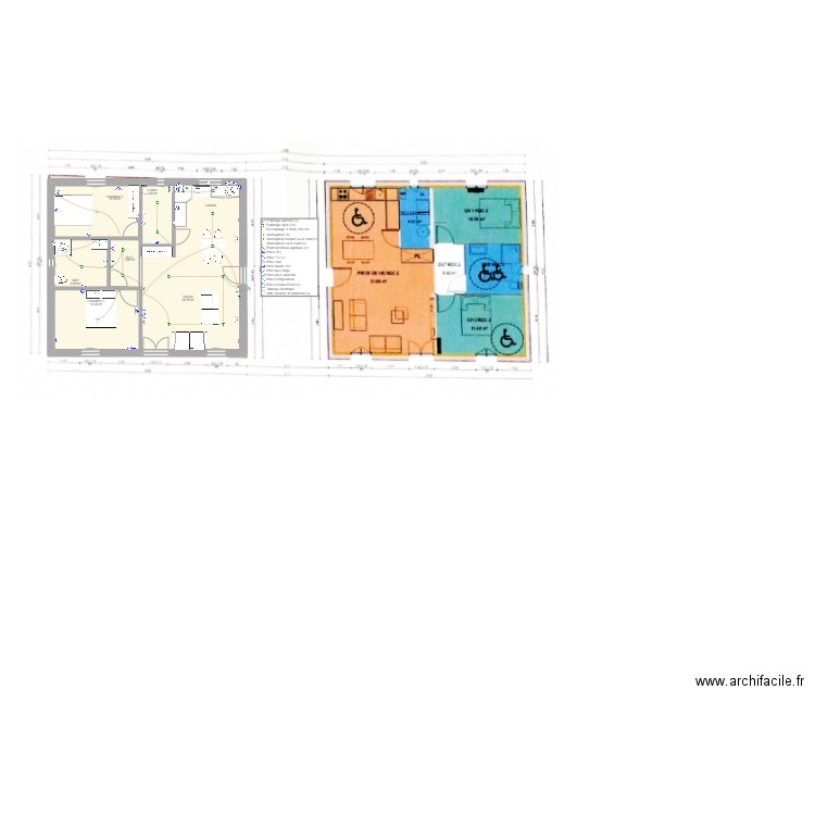 Plan 40. Plan de 6 pièces et 80 m2