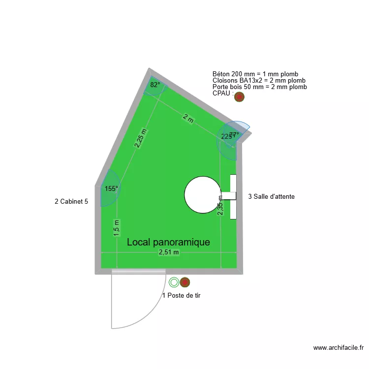 50458 Local panoramique. Plan de 1  et 7 m²