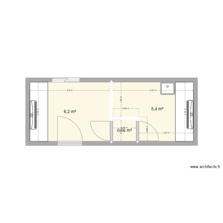 projet MRA. Plan de 3 pièces et 12 m2