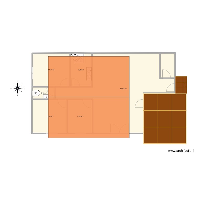 Soleil 1. Plan de 6 pièces et 94 m2