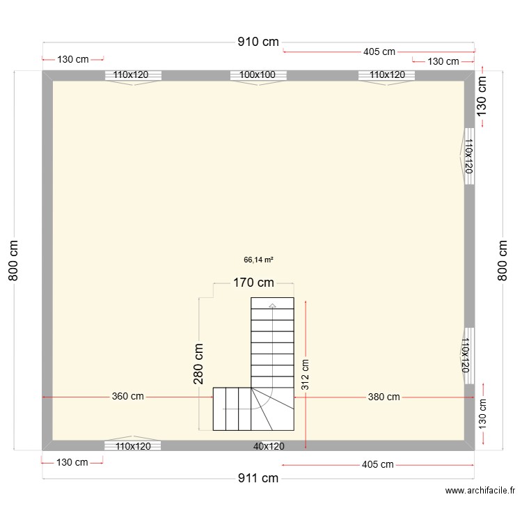ETAGE MACONNERIE DEF JORGE. Plan de 1 pièce et 66 m2