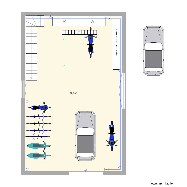 Garage. Plan de 1 pièce et 80 m2