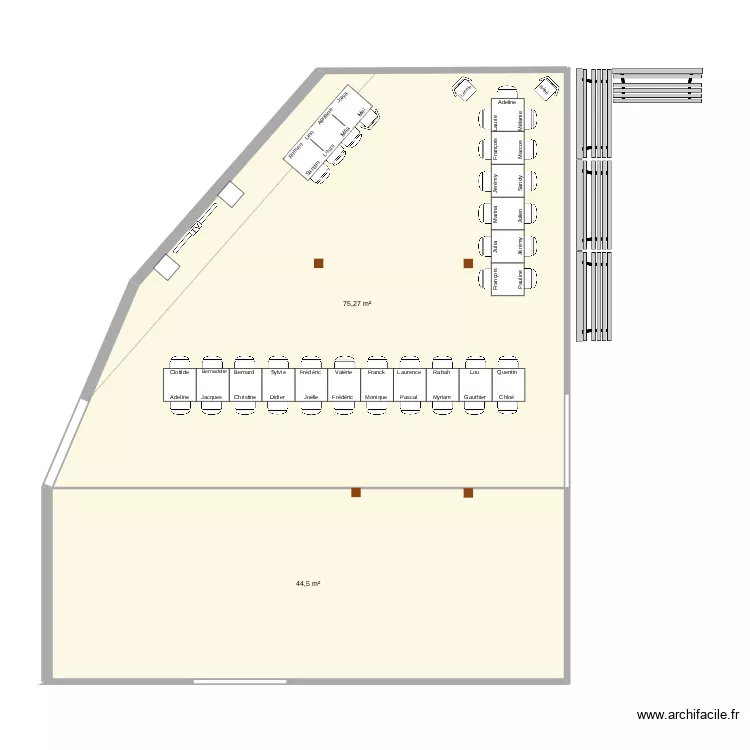 Plan de table valid&eacute;. Plan de 2  et 120 m²