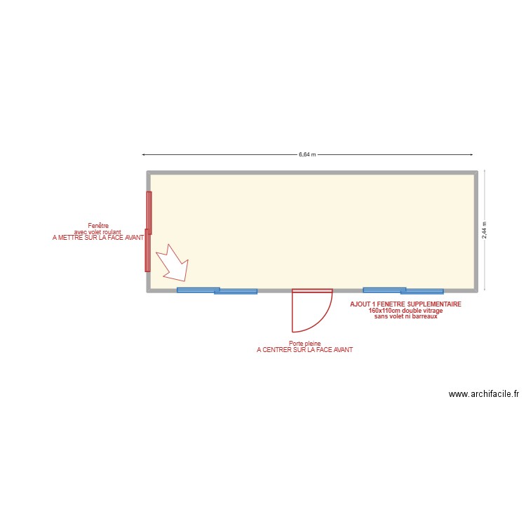 V334 MODIFS. Plan de 1 pièce et 15 m2