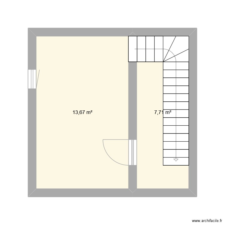 essai. Plan de 2 pièces et 21 m2