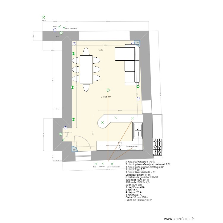 Grotte. Plan de 1 pièce et 31 m2