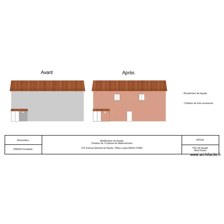 Villieu - Fa&ccedil;ade NO. Plan de 