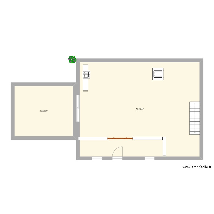 crêche. Plan de 2 pièces et 90 m2