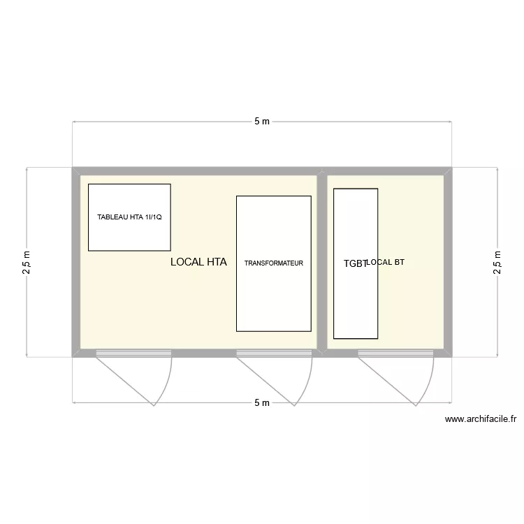 POSTE 5M. Plan de 2 pièces et 11 m²