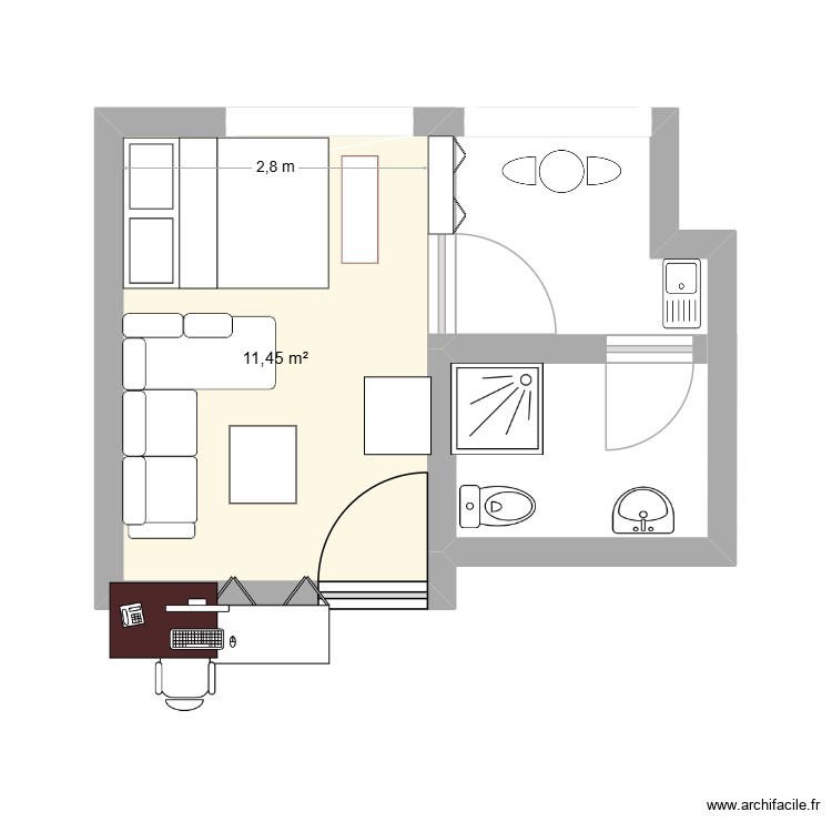 studio. Plan de 0 pièce et 0 m2