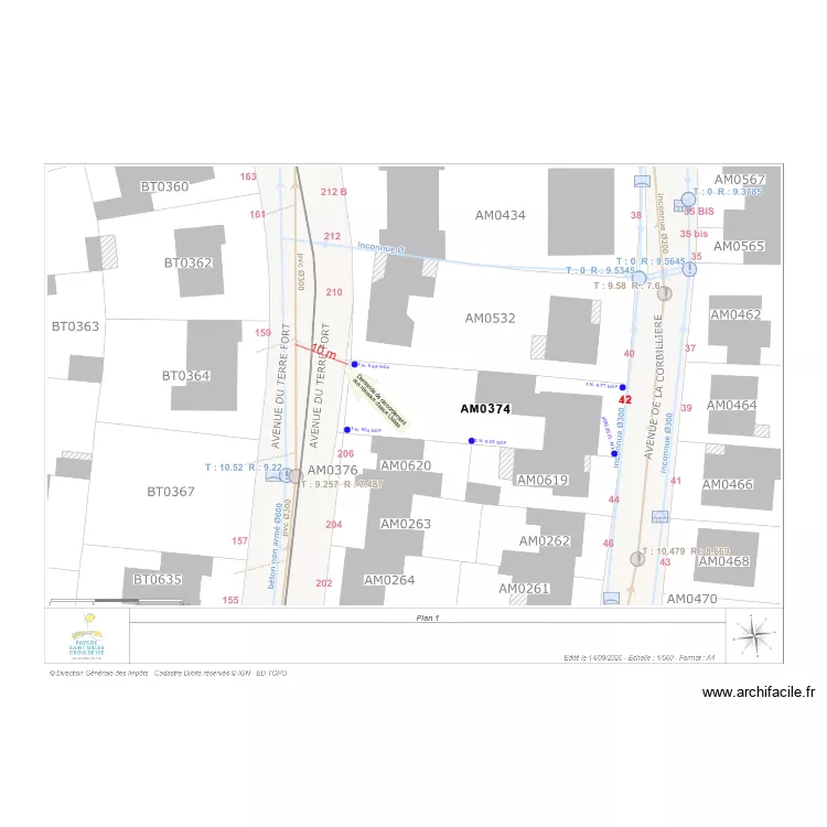 42 Ave de la Corbilli&egrave;re  - Plan des r&eacute;seaux. Plan de 