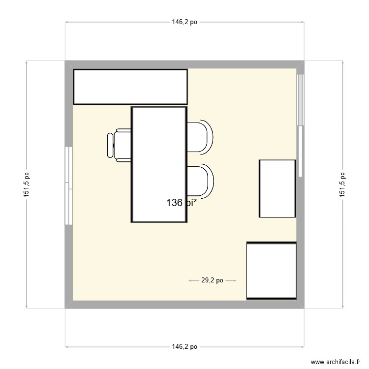 bureau mélanie. Plan de 1 pièce et 13 m2