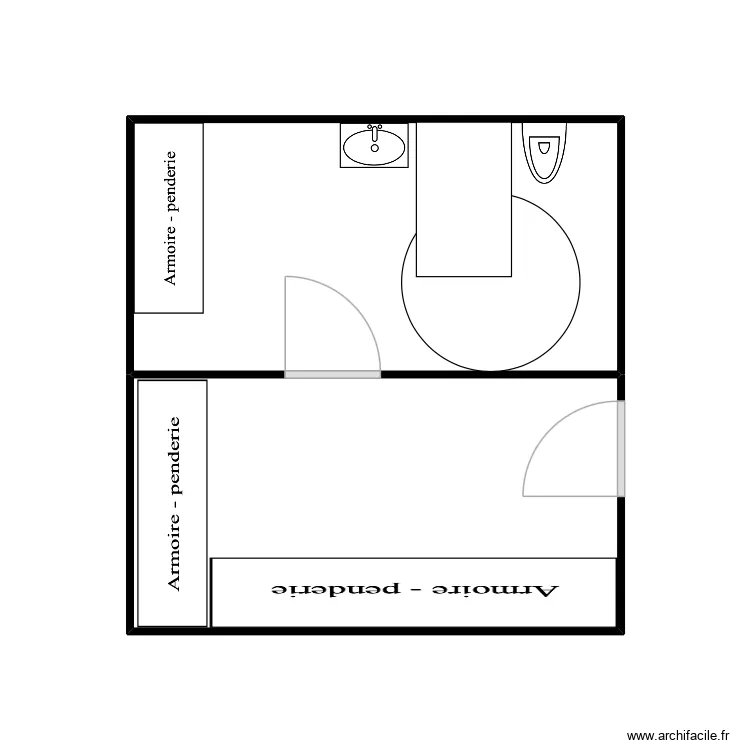 WC PMR. Plan de 2  et 17 m²