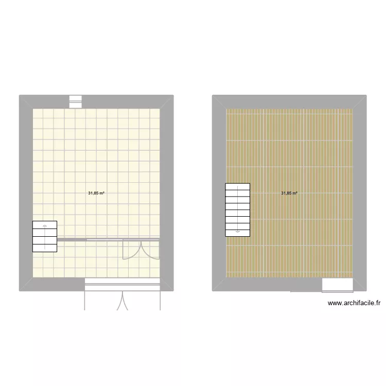 Plan int&eacute;rieur. Plan de 2  et 64 m²