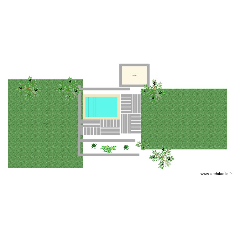 Piscine. Plan de 1 pièce et 8 m2
