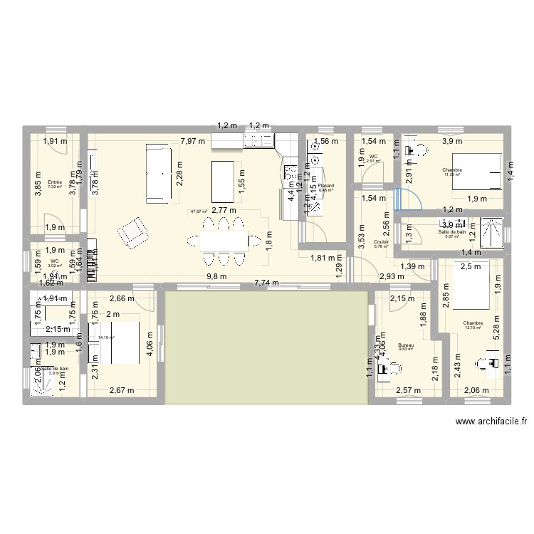 Maison 2.1. Plan de 12 pièces et 130 m2
