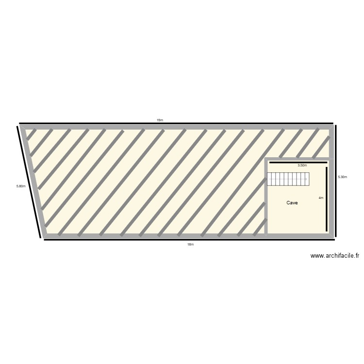Cave. Plan de 2 pièces et 117 m2