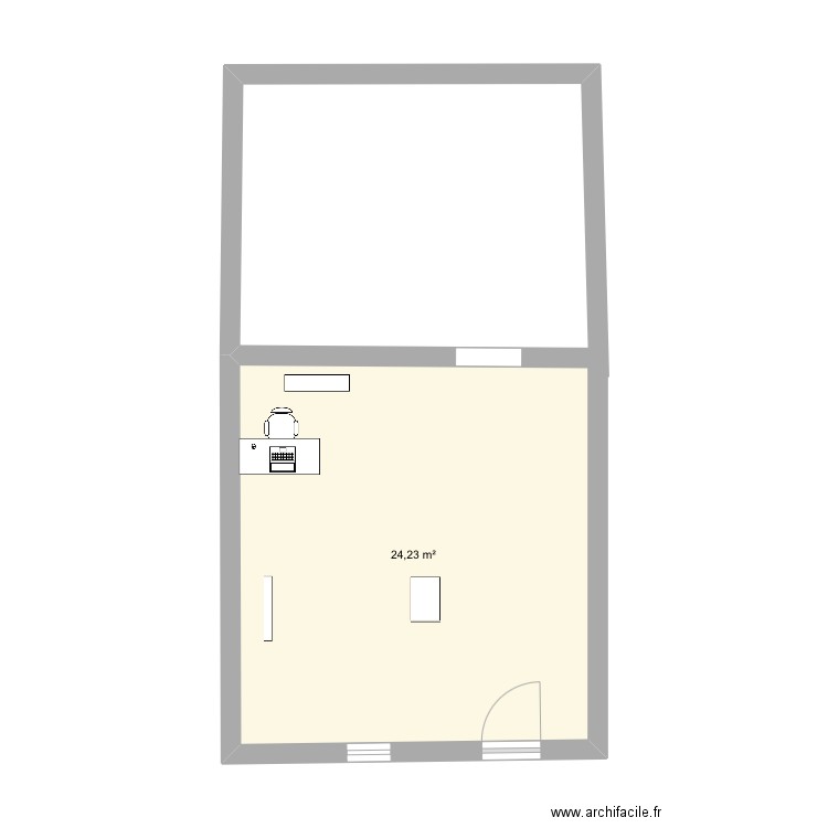 Caro. Plan de 1 pièce et 24 m2