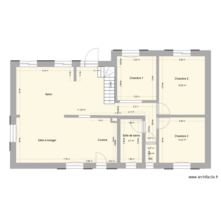 Attenschwiller. Plan de 5 pièces et 107 m2