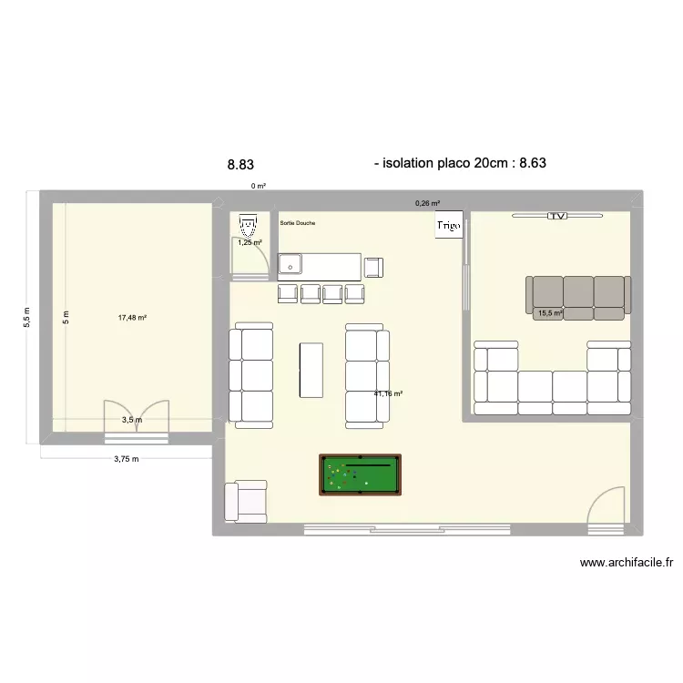 SALLE DE JEUX VERSION 5.5 max. Plan de 6 Pièces et 76 m² SALLE DE JEUX VERSION 5.5 max. Plan de 6 Pièces et 76 m²