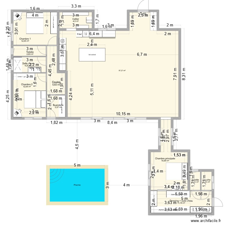 Plan maison. Plan de 12 pièces et 161 m2