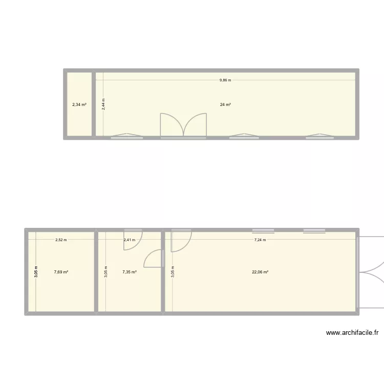 Existant. Plan de 5  et 63 m²
