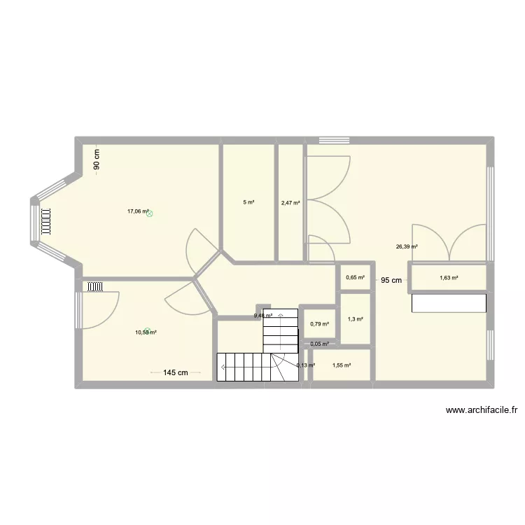 Querbes N2. Plan de 13 Pièces et 77 m²