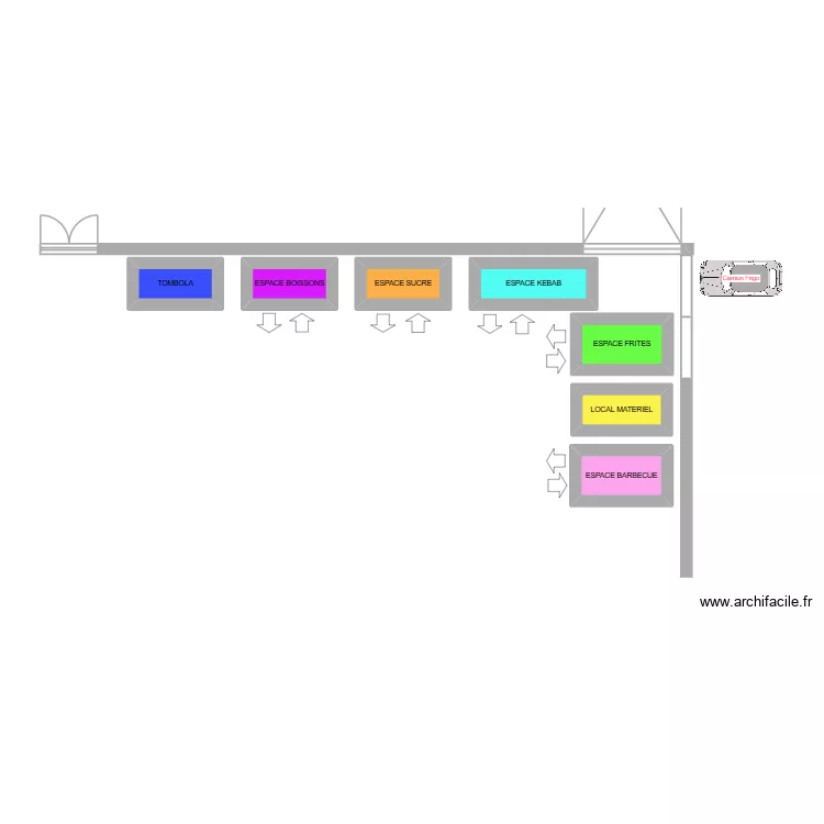 BUVETTE JND. Plan de 7  et 12 m²