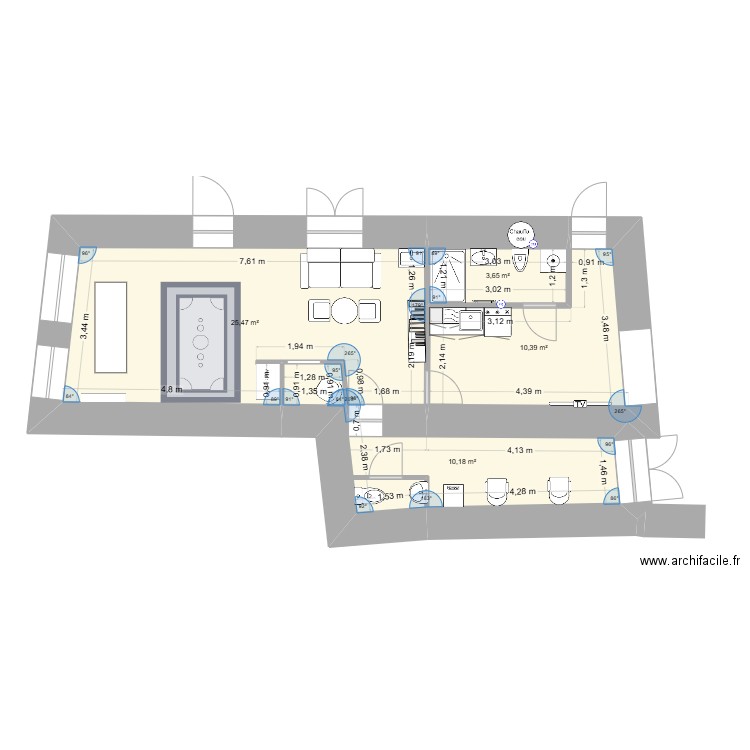 nvo cab. Plan de 4 pièces et 50 m2