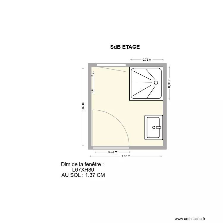 MAIGNANT (ISMAEL) SDB ETAGE. Plan de 1 Pièce et 3 m²
