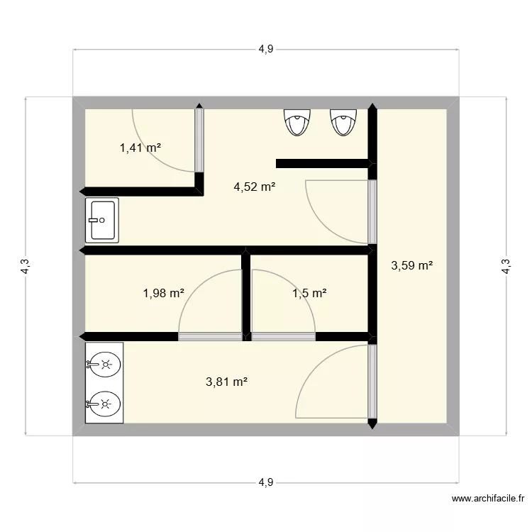 WC O Chaoitre. Plan de 6 pièces et 17 m² WC O Chaoitre. Plan de 6 pièces et 17 m²