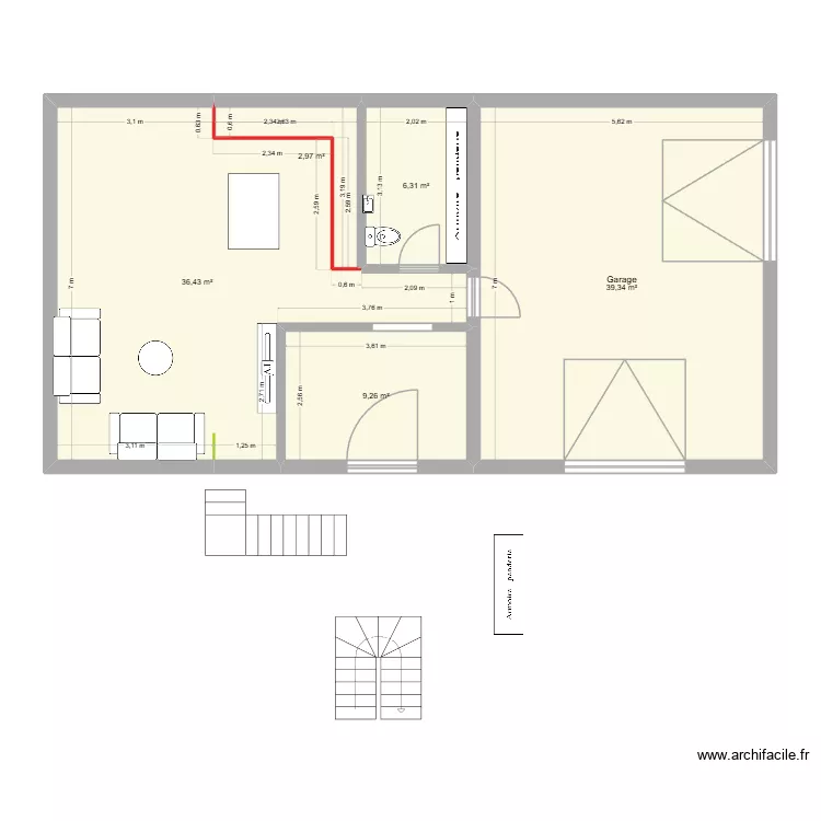 Plan Maison Robin 7.5x14.5 un pent. Plan de 10  et 154 m²