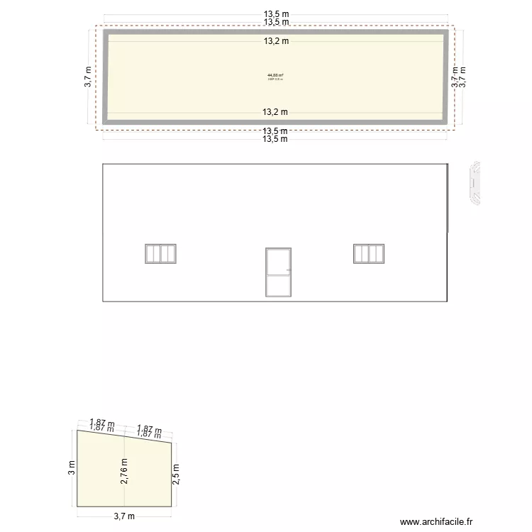 D&eacute;pendance. Plan de 2  et 89 m²