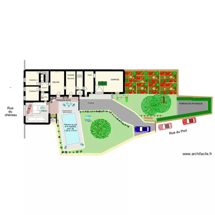 LGDV ext&eacute;rieurs avec potager. Plan de 