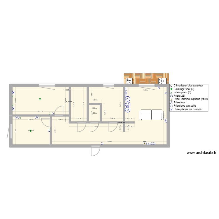 Jacques GDR. Plan de 4 pièces et 72 m2