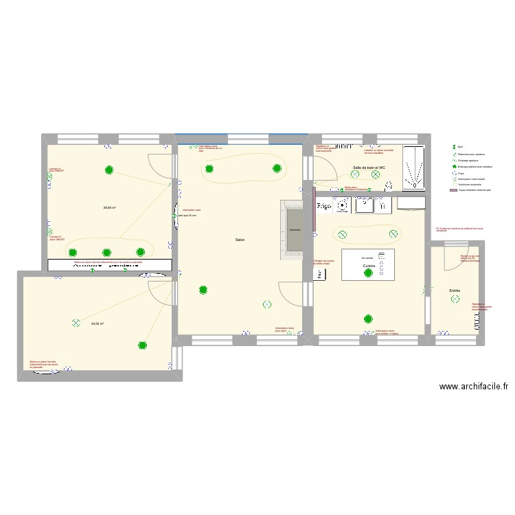Maison T3. Plan de 6 pièces et 193 m2