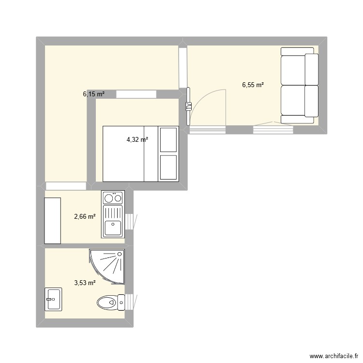 Dep. Plan de 5 pièces et 23 m2