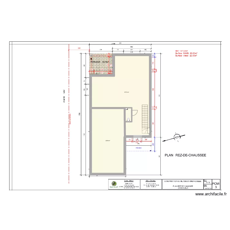 REZ DE JARDIN - ALI CRUSNES V1. Plan de 2  et 111 m²