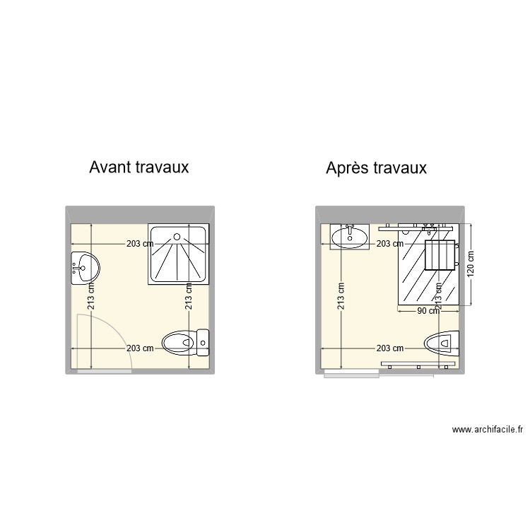 SARRET Sdb. Plan de 2 pièces et 9 m2