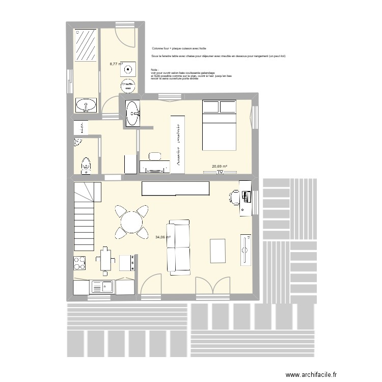 st gildas yvan. Plan de 3 pièces et 64 m2