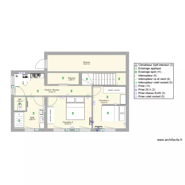 R1 ALLIERES. Plan de 7  et 54 m²