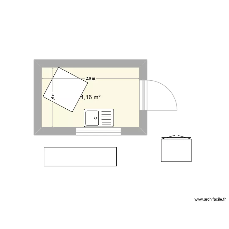 Cuisine exterieure. Plan de 1 et 4 m² Cuisine exterieure. Plan de 1 et 4 m²