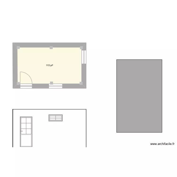 cabanon. Plan de 1  et 11 m²