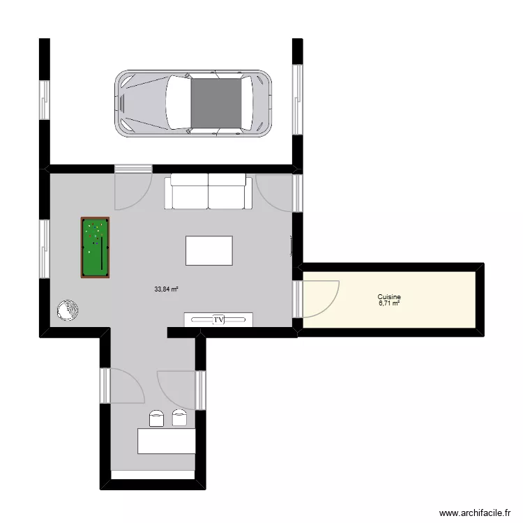 garage am&eacute;nag&eacute;. Plan de 2  et 41 m²